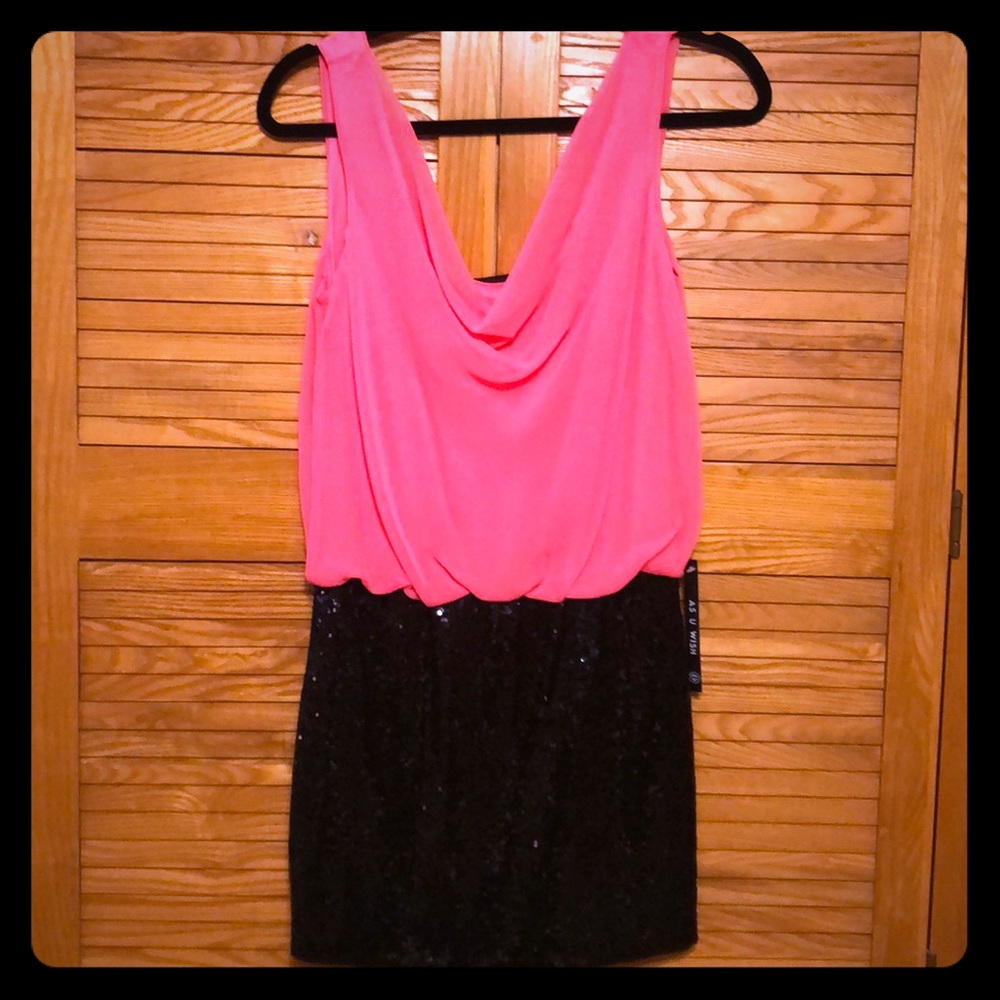 Chiffon and sequin mini dress